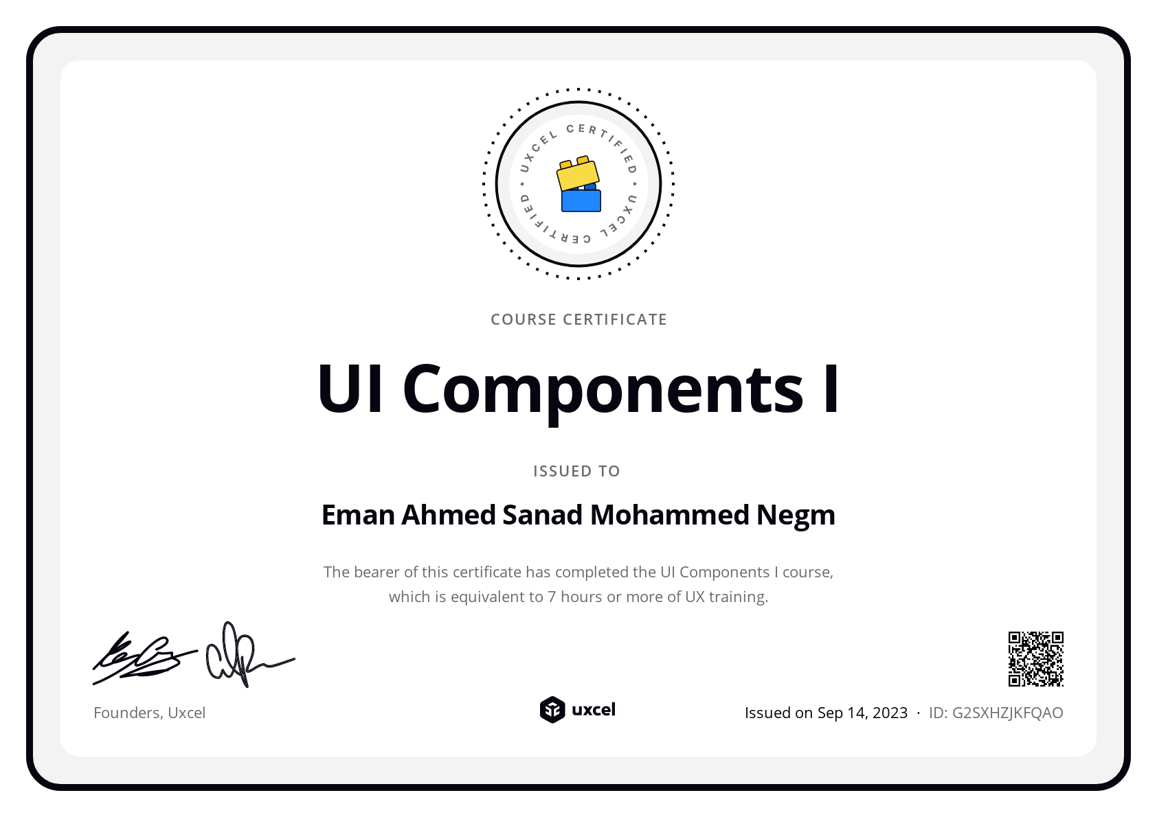 Eman Ahmed Sanad Mohammed Negm's certificate